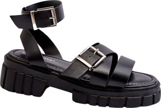 Femme Luxe Black Leather Gladiator Platform Sandals, Chunky Strappy Design, UK Sizes 3-8 - Evie (Black(N75-29), UK Footwear Size System, Adult, Women, Numeric, M