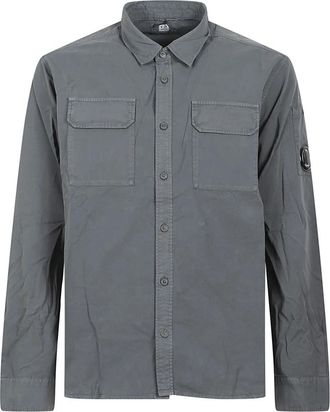 C.P. Company Gabardine Lange Mouwen Shirt - Heren - Casual Overhemden - Grijs - XL - Katoen - Overhemden