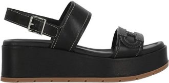 Hogan Black H703 Embossed H Leather Sandals