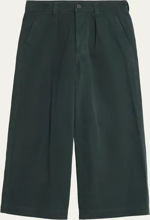 Homme Pliss&eacute; Issey Miyake Mens Cotton Double-Pleated Wide Leg Trousers