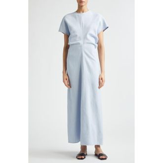 Toteme Crinkle Texture Knit Maxi Dress in Sky at Nordstrom, Size 38