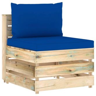 vidaXL Sof&aacute; Central Seccional Con Cojines Madera Impregnada Gris Vidaxl