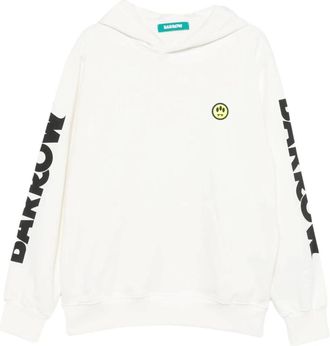 Barrow Felpa con cappuccio in cotone con stemma Smiley - - Sweatshirts & Hoodies - Uomo - Bianco - S