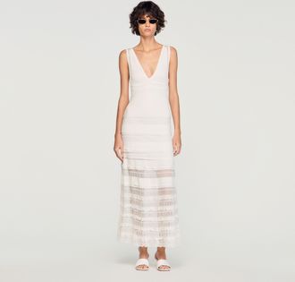 Sandro Pointelle knit maxi dress