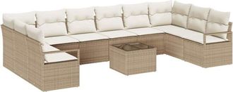 vidaXL Conjunto De Sof&aacute; De Jard&iacute;n Con Coj&iacute;n 11 Pcs Beige Y Crema Vidaxl