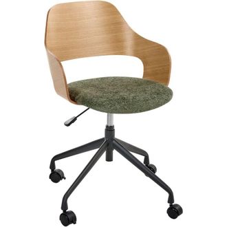 Beliani Office Chair Light Brown and Green Polyester Seat Adjustable Swivel Function Metal Legs Stylish Office Furniture NOVATO