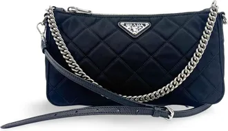 Prada Quilted Nylon Chain Shoulder Bag Black