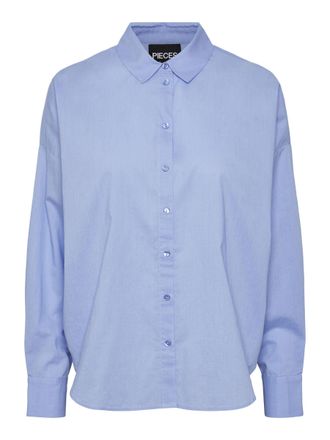 Pieces Womens Pctanne Ls Loose Shirt Noos Blouse, Hydrangea, S