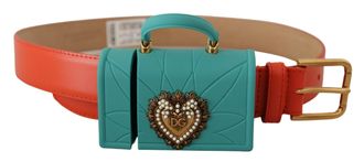 Dolce & Gabbana Womens Orange Leather Devotion Heart Micro Bag Headphones Belt