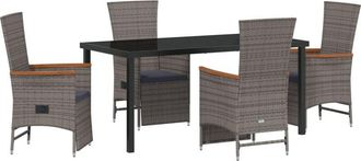 vidaXL Garden Dining Set with Cushion 5 pcs Grey Poly rattan Vidaxl