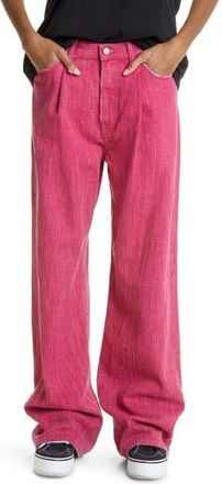 R13 Damon Pleated Wide Leg Jeans in Vivid Pink at Nordstrom Rack, Size 28