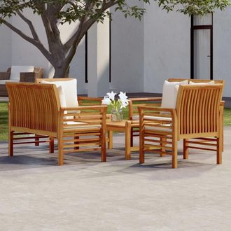 vidaXL Juego De Muebles Jard&iacute;n 5 Pzas Con Cojines Madera Maciza Acacia Vidaxl