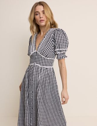 Nobody's Child Black Gingham Saffy Midi Dress