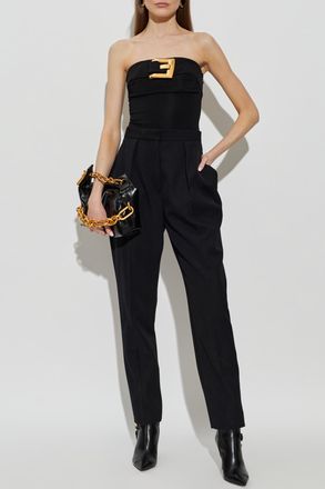 Balmain Creased Trousers, Womens, Black