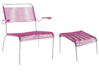 Schubiger M&ouml;bel Spaghetti-Lounger + Hocker S&auml;ntis mit Armlehnen