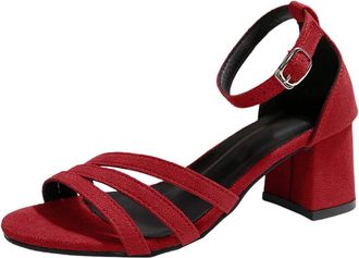 Generic Strappy Sandals for Women Breathable Casual Summer Shoes Solid Color Peep Toe Chunky Heel Comfortable Elegant Stylish Heeled Sandals Work Beach