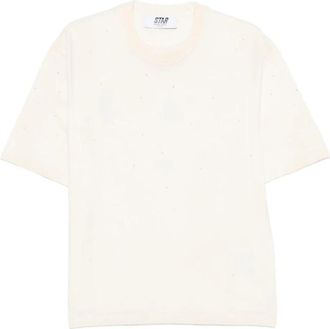 Golden Goose Distressed katoenen T-shirt - Dames - T-shirts - Wit - XS - Katoen - Tops