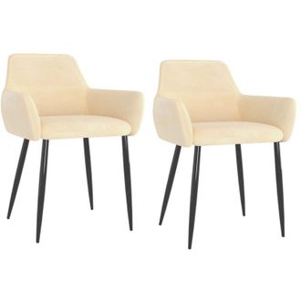 vidaXL Sillas De Comedor 2 Unidades Terciopelo Crema Vidaxl