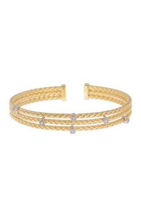 Meshmerise 18K Gold Vermeil Sterling Silver CZ Cuff Bracelet in Yellow at Nordstrom Rack