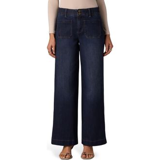 Wit & Wisdom Emma Patch Pocket High Waist Wide Leg Jeans in Indigo at Nordstrom, Size 00P