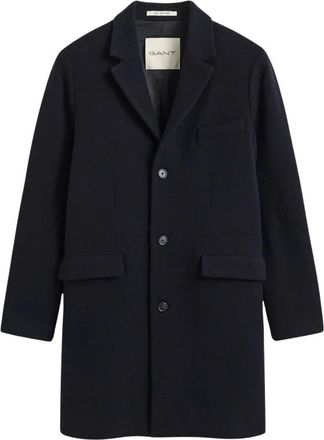 GANT Single-Breasted Coats - Heren - Mantel - Blauw - XL - Wol - Jassen