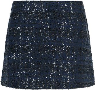 Rotate Dark Blue Polyester Miniskirt