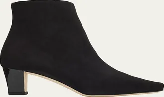 Manolo Blahnik Jaima Suede Side-Zip Ankle Boots