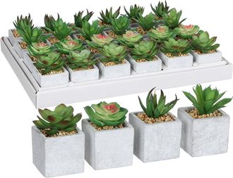 MiCa Decorations Mica Decorations - Suculenta Pvc 8x5cm Verde Maceta Pl&aacute;stica Gris Surtidos