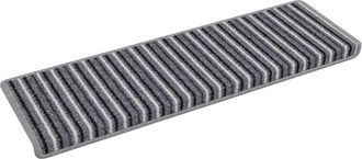 vidaXL Self-adhesive Stair Mats Striped 15 pcs Grey 65 x 21 x 4 cm vidaXL