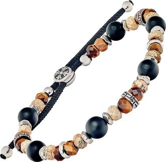 Link Up Semi-Precious Beads With Stainless Steel Pull Cord Closure in Brown at Nordstrom