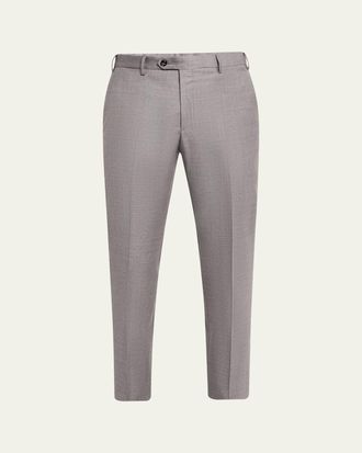 Giorgio Armani Mens Wool Flat-Front Trousers