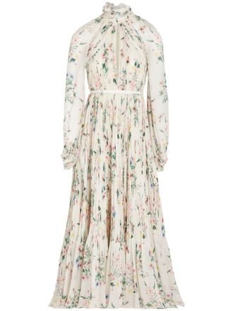 Giambattista Valli botanical draped dress - White
