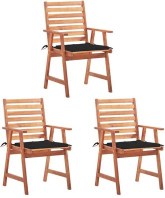vidaXL Vidaxl - Sillas Comedor De Jard&iacute;n 3 Uds Madera Maciza Acacia Y Cojines