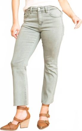 Kancan Amayah High-Rise Cropped Bootcut Jeans In Olive