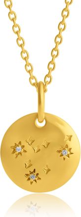 MAX + STONE Vermeil Aquarius Zodiac Pendant Necklace with White Sapphire Accents