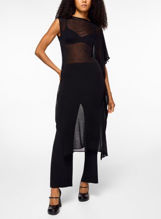 Issey Miyake Womens Concealed Knit sheer asymmetrical midi dress