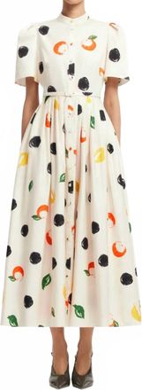 LEO LIN Bianca Short Sleeve Midi Dress In Citrus Spots