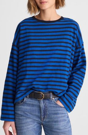 Madewell Easy Stripe Long Sleeve Top in Riveria Coast at Nordstrom, Size Xx-Small