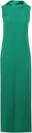 Max Mara Cady Jurk met Gedrapeerde Rug - Dames - Avondkleed - Groen - M - Satijn - Kleedjes