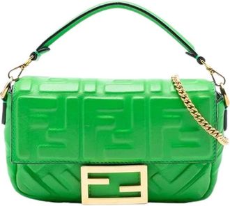 Fendi Pre-owned Shoulder Bags, female, Green, Size: ONE SIZE Pre-owned Vintage Shoulder Bag