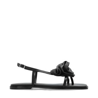 Vic Matié Flat Sandals, female, Black, Size: 6 US Leather Sandals Logic