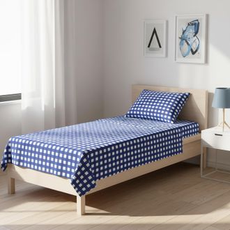 KASANOVA Completo letto singolo quadretti blu