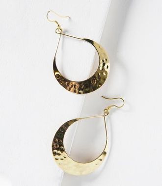 Matr Boomie Lunar Crescent Hammered Hoop Earrings in Gold at Nordstrom