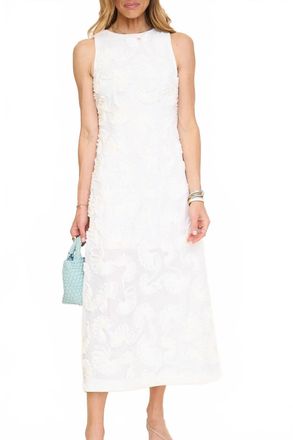 English Factory Textured Floral Sleeveless Midi Dress In White