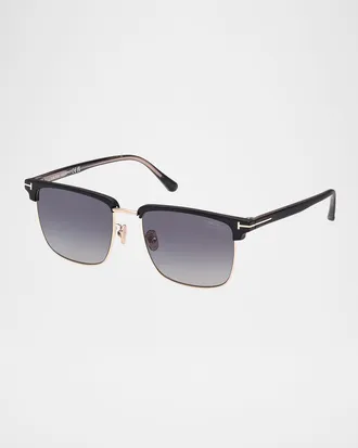 Tom Ford Men & apos;s FT0997-Hudson Half-Rim Square Sunglasses