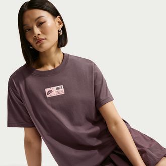 Nike Womens Nike Sportswear Classic Oversized T-Shirt in Purple | IR7832-502