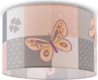 Paco Home Lampada A Plafone Sospensione Cameretta Dei Bambini Paralume Tessuto Rotondo E27 Plafoniera - Bianca, Crema (&oslash;455cm) - Paco Home
