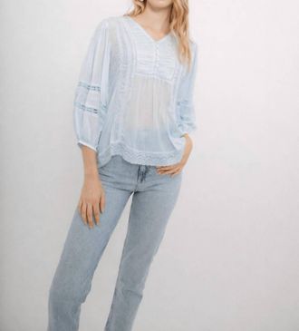 Guadalupe Design Valentina Peasant Sleeve Blouse In Light Blue