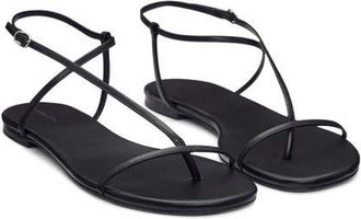 Reformation Pina Flat Sandal in Black Leather at Nordstrom, Size 10.5