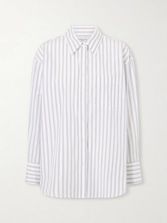 TWP Camicia In Popeline Di Cotone A Righe Big Joe - Bianco
